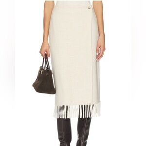 Ralph Lauren Cream Fringe Midi Skirt